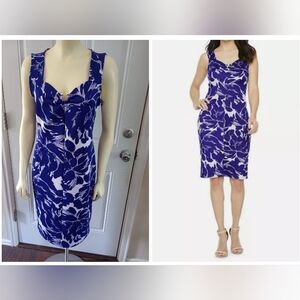 BOLD elements Cut To Curve Women's Sleeveless Dress Blue White Floral As Medium